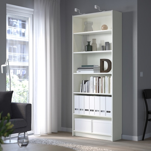 Ikea billy bookshelves white top